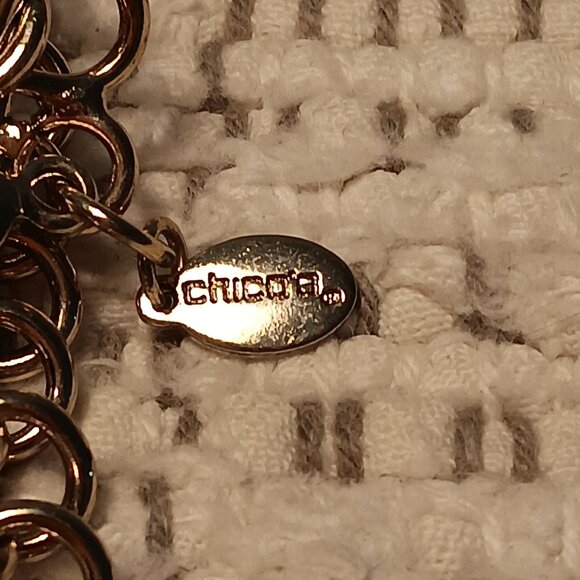 Chico's blue rhinestone & gold tone chainmail chain statement collar necklace - Picture 9 of 10